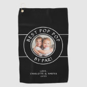 Bester Pop Pop by Par Golfer Foto Geschenk Schwarz Golfhandtuch (Vorderseite)