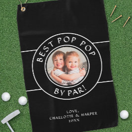Bester Pop Pop by Par Golfer Foto Geschenk Schwarz Golfhandtuch