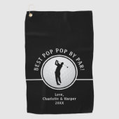 Bester Pop Pop Par Golfer Schwarzer & Weißer Spaß Golfhandtuch (Vorderseite)