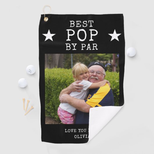Bester Pop von Par Personalisiert Grandpa Foto Ges Golfhandtuch (Insitu)