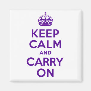 Bester Preis Keep Calm And Carry On Lila und Weiß Magnet