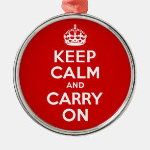 Bester Preis Keep Calm And Carry On Rot und Weiß Silbernes Ornament