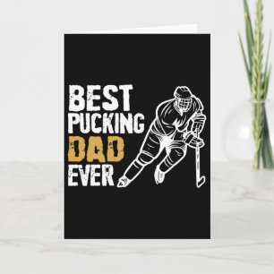 Bester puckender Papa aller Zeiten Retro Eishockey Karte