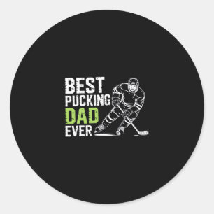 Bester Pucking-Vater Aller Zeiten Retro-Eishockey- Runder Aufkleber