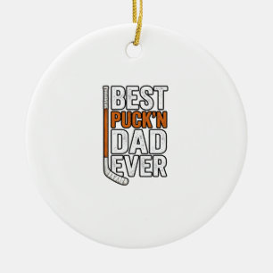 Bester Puck'n Dad Ever Hockey Vater Vector Design_ Keramik Ornament