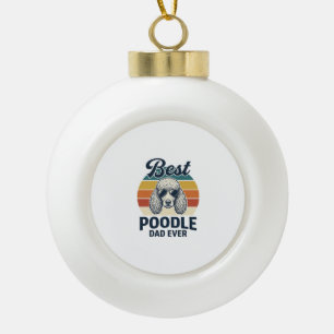 Bester Pudel-Vater Aller Zeiten Vintage Gravur Hun Keramik Kugel-Ornament