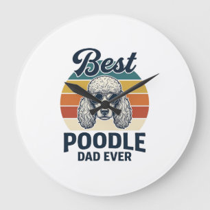 Bester Pudel-Vater überhaupt Vintage graviertes Hu Große Wanduhr