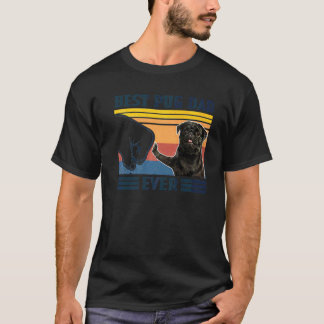 Bester Pug-Vater Aller Zeiten Schwarze Version Vin T-Shirt