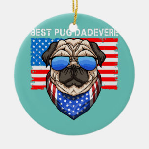 Bester Pug-Vater Aller Zeiten Vintage Amerikanisch Keramik Ornament