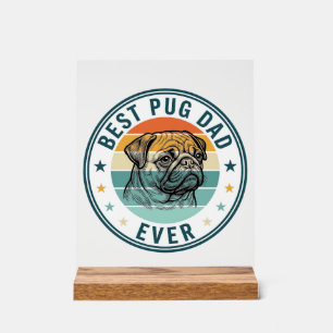 Bester Pug-Vater Aller Zeiten Vintage Gravur Hund Acrylschild