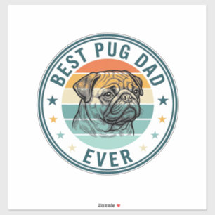 Bester Pug-Vater Aller Zeiten Vintage Gravur Hund Aufkleber