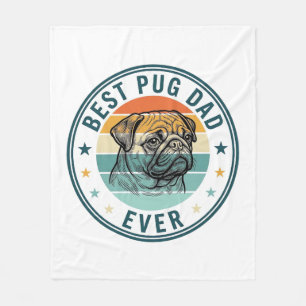 Bester Pug-Vater Aller Zeiten Vintage Gravur Hund Fleecedecke