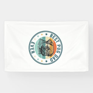 Bester Pug-Vater Aller Zeiten Vintage-Gravur-Hunde Banner
