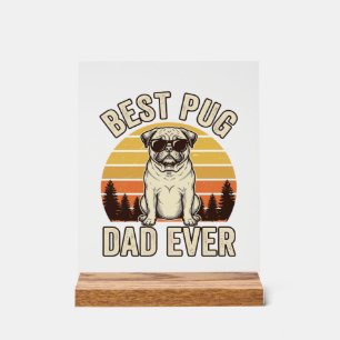 Bester Pug-Vater aller Zeiten Vintage-Pug-T-Shirt- Acrylschild
