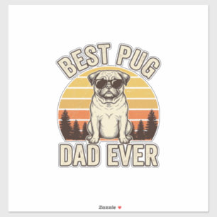 Bester Pug-Vater aller Zeiten Vintage-Pug-T-Shirt- Aufkleber