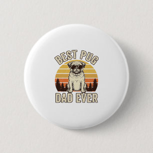 Bester Pug-Vater aller Zeiten Vintage Pug T-Shirt  Button
