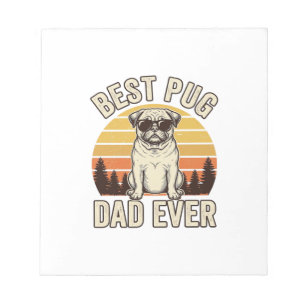 Bester Pug-Vater aller Zeiten Vintage Pug T-Shirt  Notizblock