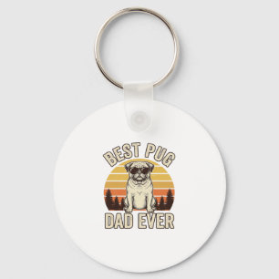 Bester Pug-Vater aller Zeiten Vintage-Pug-T-Shirt- Schlüsselanhänger