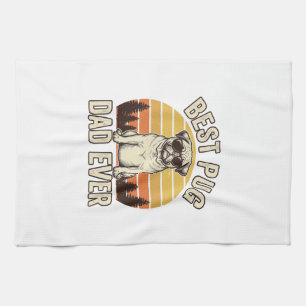 Bester Pug-Vater überhaupt Vintage-Pug-T-Shirt-Des Geschirrtuch