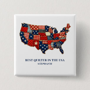 Bester Quilter in den USA Personalisierte Patchwor Button