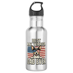 Bester Rat Terrier Dad Ever Patriotisches Hundeshi Edelstahlflasche