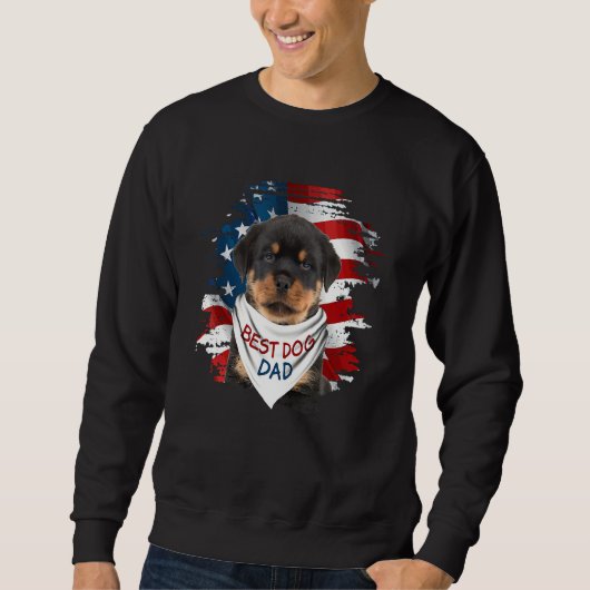 Bester Rottweiler Hund Vater Niedlich US-Flagge Ha Sweatshirt (Vorderseite)