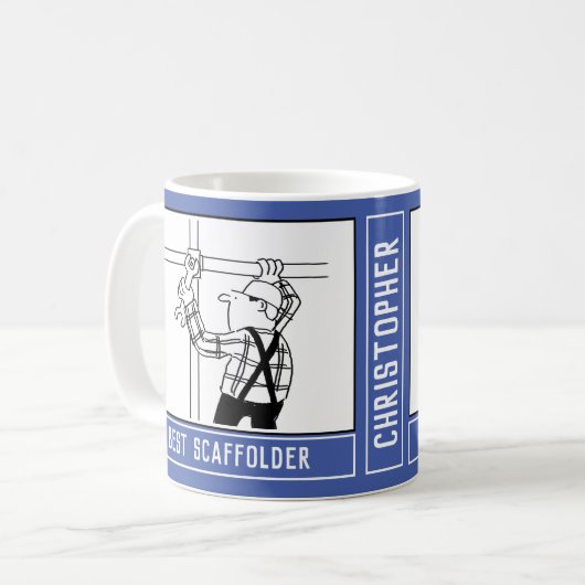Bester Scaffolder Cartoon mit Name Choice. Kaffeetasse (Vorderseite Links)
