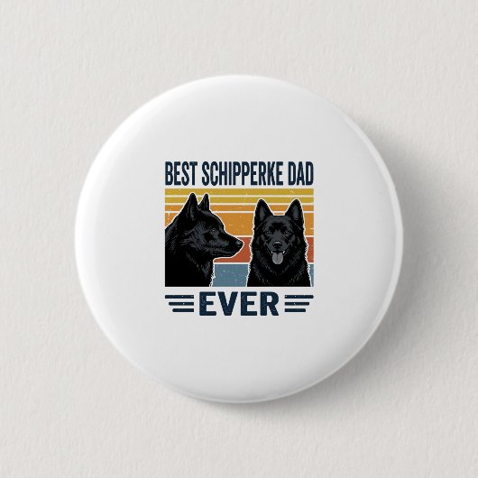 Bester Schipperke-Vater Aller Zeiten Retro-Hund-Ve Button (Vorderseite)