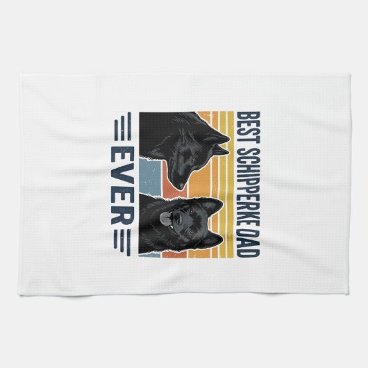 Bester Schipperke-Vater aller Zeiten Retro-Hund-Ve Geschirrtuch (Horizontal)
