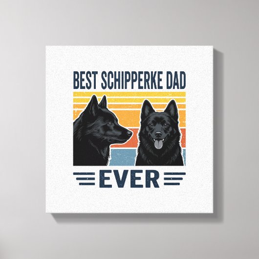 Bester Schipperke-Vater aller Zeiten Retro-Hund-Ve Leinwanddruck (Vorderseite)