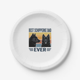 Bester Schipperke-Vater aller Zeiten Retro-Hund-Ve Pappteller