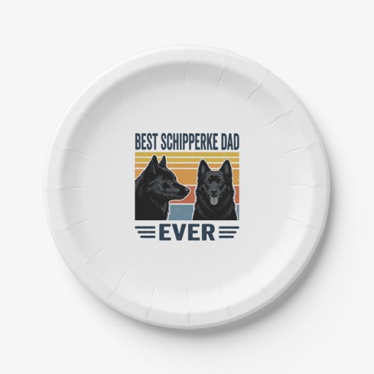 Bester Schipperke-Vater aller Zeiten Retro-Hund-Ve Pappteller (Vorderseite)