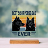 Bester Schipperke-Vater Aller Zeiten Retro-Hunde-V Acrylschild (Neutral)