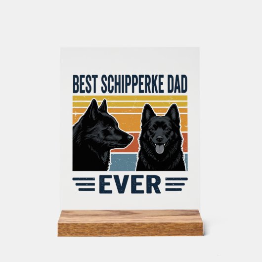 Bester Schipperke-Vater Aller Zeiten Retro-Hunde-V Acrylschild (Vorderseite)