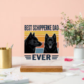 Bester Schipperke-Vater Aller Zeiten Retro-Hunde-V Acrylschild (Hochzeit)