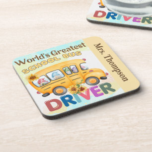 Bester Schulbusfahrer der Welt Personalisiert Getränkeuntersetzer