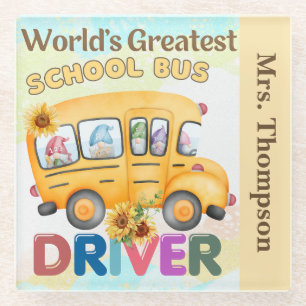 Bester Schulbusfahrer der Welt Personalisiert Glasuntersetzer