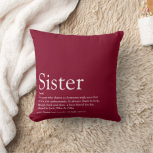 Bester Schwester der Welt Definition Lustig Burgun Kissen