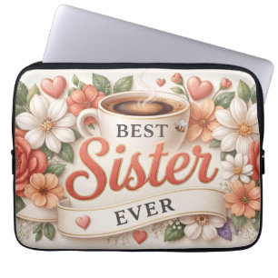 Bester Schwester überhaupt Kaffeetasse und florale Laptopschutzhülle