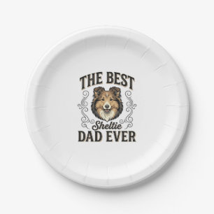 Bester Sheltie-Vater Aller Zeiten Vintage-Hundelie Pappteller