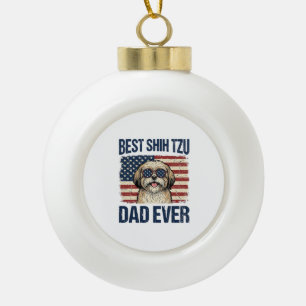 Bester Shih Tzu-Vater überhaupt Patriotischer Hund Keramik Kugel-Ornament