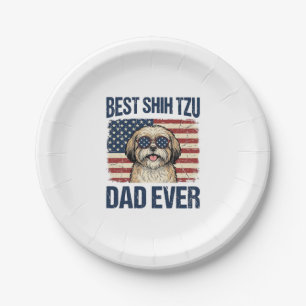 Bester Shih Tzu-Vater überhaupt Patriotischer Hund Pappteller