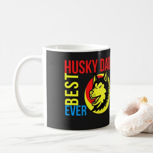 Bester sibirischer Husky-Vater je, Hunde-Vater-Ges Kaffeetasse (Mit Donut)