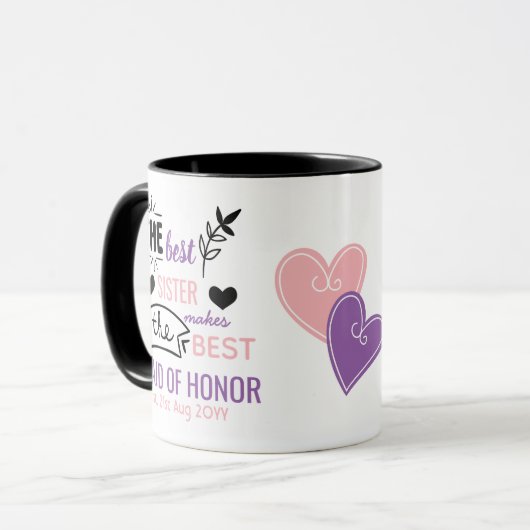 Bester SISTER macht besten MAIDOFHONOR Vorschlag G Tasse (Vorderseite Links)
