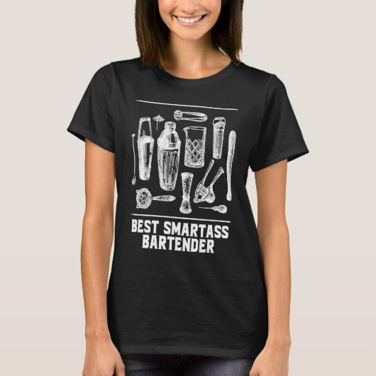 Bester Smartass-Barkeeper je Bartending-Spaß T-Shirt (Vorderseite)