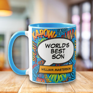 Bester Sohn der Welt Lustiges Retro-Comic-Book-Pop Tasse
