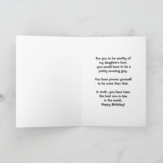 Bester Sohn im Schwiegereltern der Welt zum Geburt Karte (Innenseite)