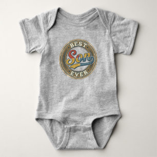 Bester Sohn überhaupt Vintage-Rundabzeichen-Design Baby Strampler