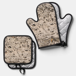 Bester Solid Color Silver Quiltierte Wärmeschutz Ofenhandschuh & Topflappen-Set