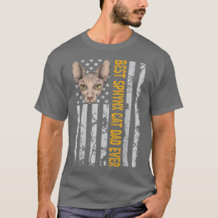 Bester Sphyn Cat Vater USA Flag Niedlich Haarbless T-Shirt